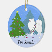 Amerikaanse Eskimo Dog - kerstboom decorteren Keramisch Ornament (Links)