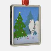 Amerikaanse Eskimo Dog - kerstboom decorteren Metalen Ornament (Rechts)