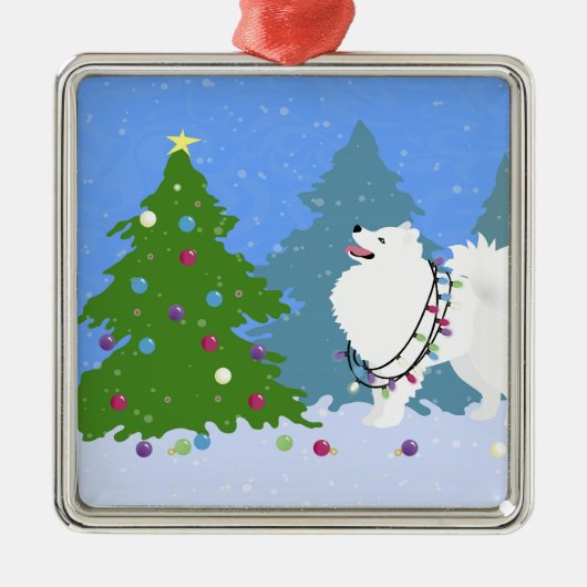 Amerikaanse Eskimo Dog - kerstboom decorteren Metalen Ornament (Voorkant)
