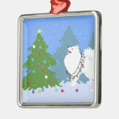 Amerikaanse Eskimo Dog - kerstboom decorteren Metalen Ornament (Links)