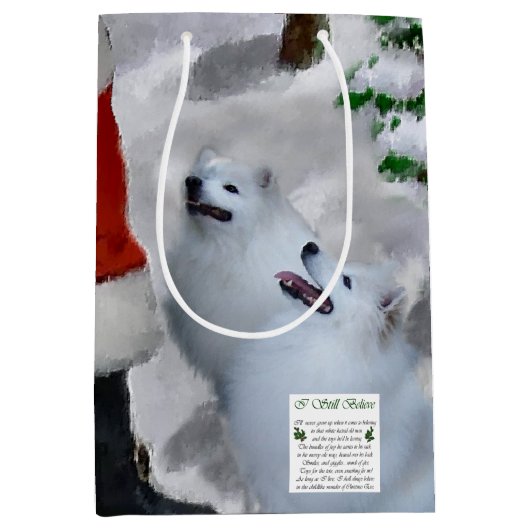 Amerikaanse Eskimo Dog kerstcadeaus Medium Cadeauzakje (Voorkant)
