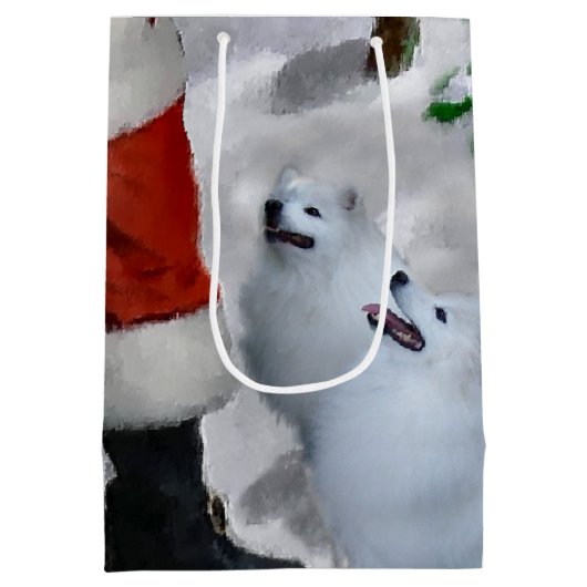 Amerikaanse Eskimo Dog kerstcadeaus Medium Cadeauzakje (Achterkant)