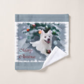 Amerikaanse Eskimo Dog Kerstmis Bad Handdoek (Wasdoekje)