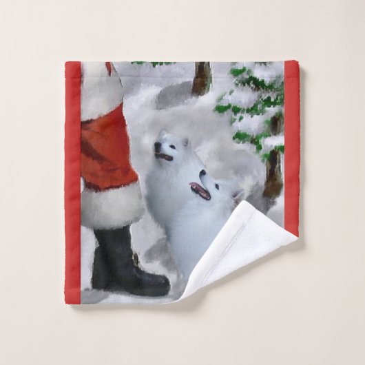 Amerikaanse Eskimo Dog Kerstmis Bad Handdoek (Wasdoekje)