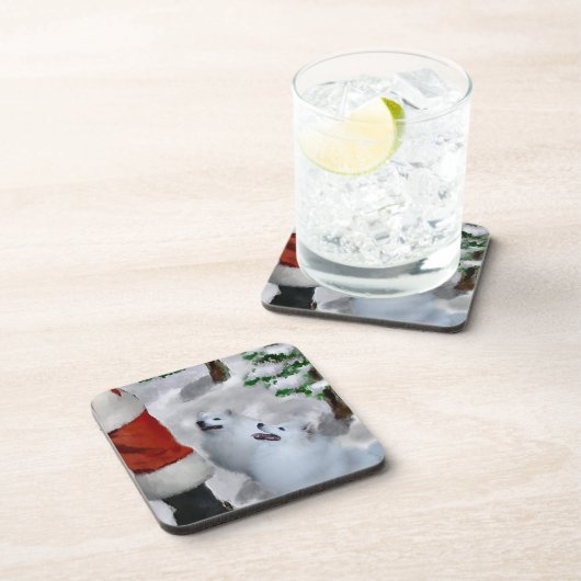 Amerikaanse Eskimo Dog Kerstmis Bier Onderzetter (Rechterzijde)