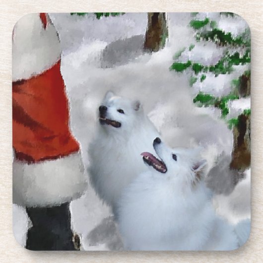 Amerikaanse Eskimo Dog Kerstmis Bier Onderzetter (Voorkant)