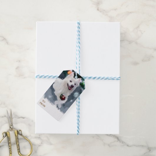Amerikaanse Eskimo Dog Kerstmis Cadeaulabel (Met Touw)