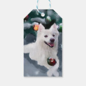 Amerikaanse Eskimo Dog Kerstmis Cadeaulabel (Achterkant)