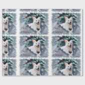Amerikaanse Eskimo Dog Kerstmis Cadeaupapier (Vlak)