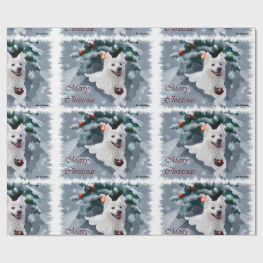 Amerikaanse Eskimo Dog Kerstmis Cadeaupapier (Vlak)