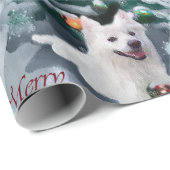 Amerikaanse Eskimo Dog Kerstmis Cadeaupapier (Rol Hoek)