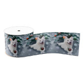 Amerikaanse Eskimo Dog Kerstmis Grosgrain Lint (Spoel)