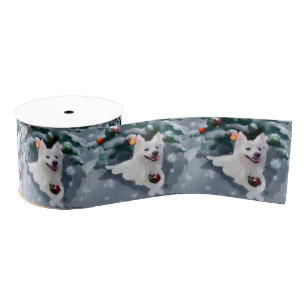 Amerikaanse Eskimo Dog Kerstmis Grosgrain Lint