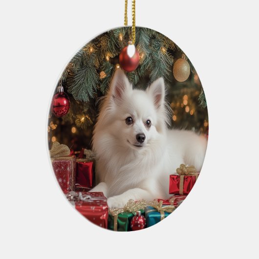 Amerikaanse Eskimo Dog Kerstmis Keramisch Ornament (Rechts)