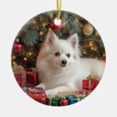 Amerikaanse Eskimo Dog Kerstmis Keramisch Ornament (Voorkant)