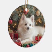 Amerikaanse Eskimo Dog Kerstmis Keramisch Ornament (Links)
