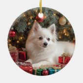 Amerikaanse Eskimo Dog Kerstmis Keramisch Ornament (Achterkant)