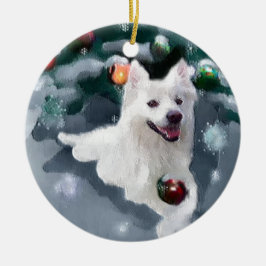 Amerikaanse Eskimo Dog Kerstmis Keramisch Ornament