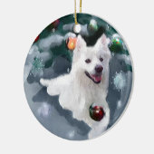 Amerikaanse Eskimo Dog Kerstmis Keramisch Ornament (Links)