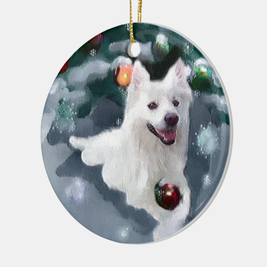 Amerikaanse Eskimo Dog Kerstmis Keramisch Ornament (Links)