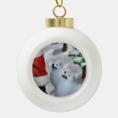 Amerikaanse Eskimo Dog Kerstmis Keramische Bal Ornament (Voorkant)