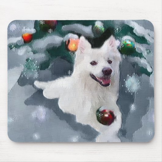 Amerikaanse Eskimo Dog Kerstmis Muismat (Voorkant)
