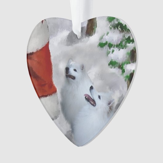 Amerikaanse Eskimo Dog Kerstmis Ornament (voorkant)