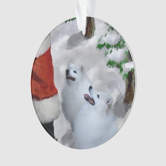Amerikaanse Eskimo Dog Kerstmis Ornament (voorkant)
