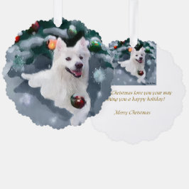 Amerikaanse Eskimo Dog Kerstmis Ornament Kaart