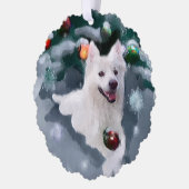 Amerikaanse Eskimo Dog Kerstmis Ornament Kaart (Links)