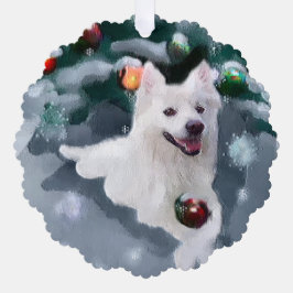 Amerikaanse Eskimo Dog Kerstmis Ornament Kaart