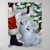 Amerikaanse Eskimo Dog Kerstmis Poster (Voorkant)