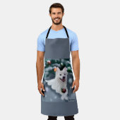 Amerikaanse Eskimo Dog Kerstmis Schort (Gedragen)