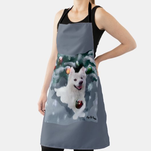 Amerikaanse Eskimo Dog Kerstmis Schort (Insitu)