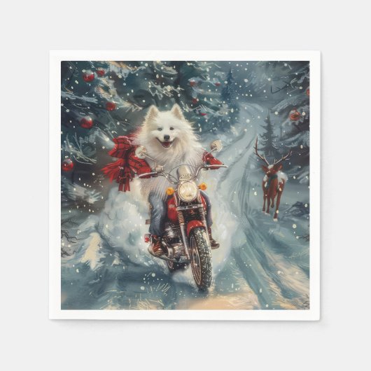 Amerikaanse Eskimo Dog Kerstmis Servet (Voorkant)