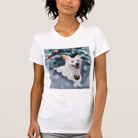 Amerikaanse Eskimo Dog Kerstmis T-shirt (Voorkant)