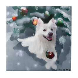 Amerikaanse Eskimo Dog Kerstmis Tegeltje