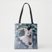 Amerikaanse Eskimo Dog Kerstmis Tote Bag (Voorkant)