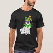 Amerikaanse Eskimo Dog Mardi Gras Mask Pet Bead Fu T-shirt (Voorkant)