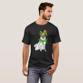 Amerikaanse Eskimo Dog Mardi Gras Mask Pet Bead Fu T-shirt (Voorkant volledig)