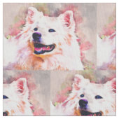 Amerikaanse Eskimo Dog Pima Cotton Fabric Stof (Close Up)