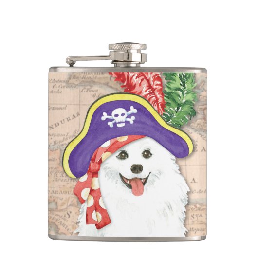 Amerikaanse Eskimo Dog Pirate Hip Flask Heupfles (Voorkant)