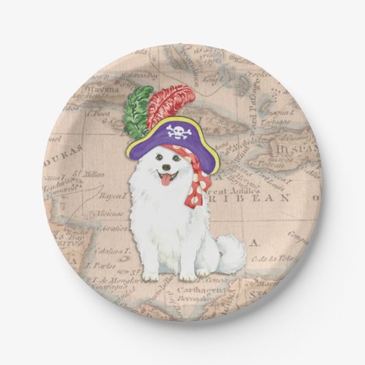 Amerikaanse Eskimo Dog Pirate Paper-Borden Papieren Bordje (Voorkant)