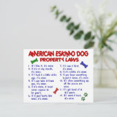 AMERIKAANSE ESKIMO DOG Property Laws 2 Briefkaart (Staand voorkant)
