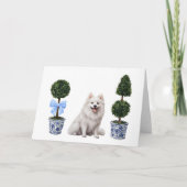 Amerikaanse Eskimo Dog Puppy Topiary Waterverf Kaart (Voorkant)
