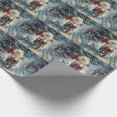 Amerikaanse Eskimo Dog Riding Motorfiets Kerstmis Cadeaupapier (Hoek)