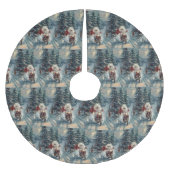 Amerikaanse Eskimo Dog Riding Motorfiets Kerstmis Kerstboom Rok (Voorkant)