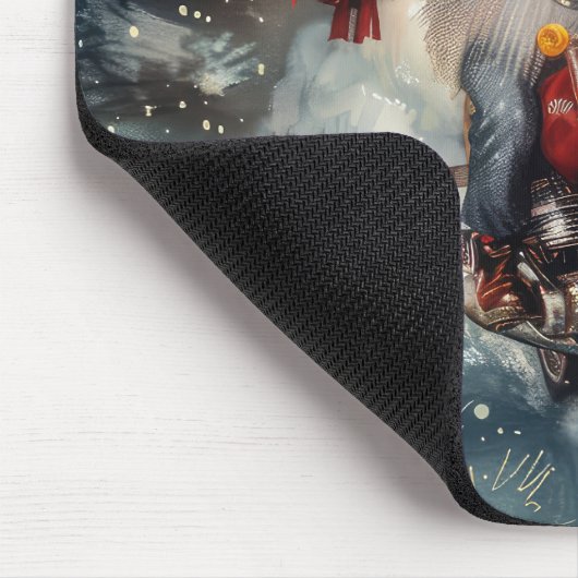 Amerikaanse Eskimo Dog Riding Motorfiets Kerstmis Muismat (Hoek)