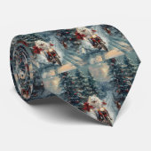 Amerikaanse Eskimo Dog Riding Motorfiets Kerstmis Stropdas (Opgerold)