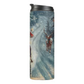 Amerikaanse Eskimo Dog Riding Motorfiets Kerstmis Thermosbeker (Geroteerd rechts)